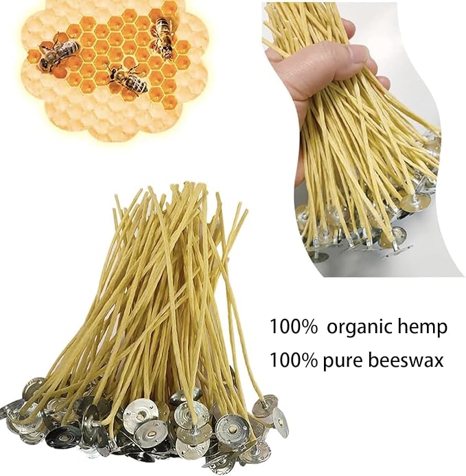 150 PCS 3.6 inch Hemp Candle Wicks for Candle Making 2.5mm Beeswax Candle Wicks Thick Candle Wicks Hemp Wicks Candle Wick Butter Candle Making Wicks