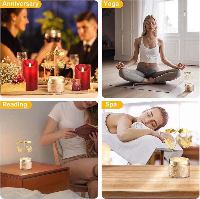 Rotatable Osmanthus Flower Scented Candle, Gifts for Women, Single-Wick with 20 Hours of Burn Time, Ideal for Creating Relaxing Ambience & Holiday Gifting (Butterfly)