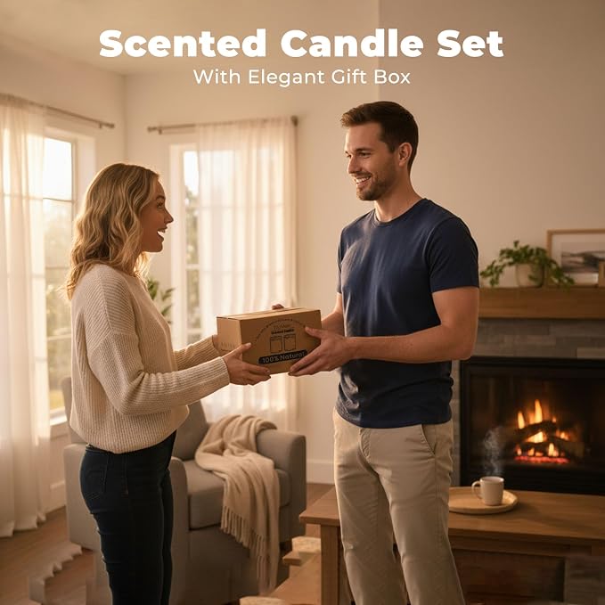 WEMEET Candles for Home Scented 2 Pack, Vanilla Scented Candle with Dried Flowers, Coconut Vanilla Soy Candles with Crystals, Candle Set for Creating a Relaxing Ambiance