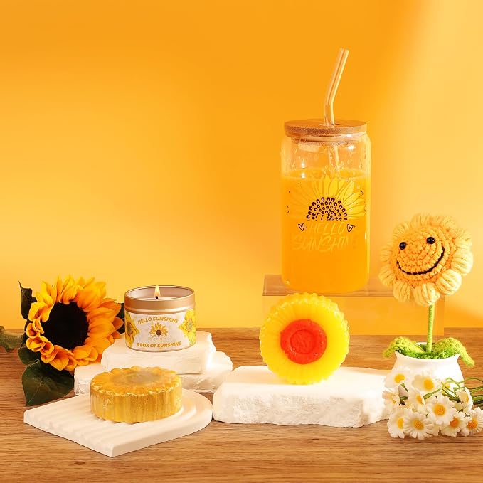 Sunflower Gifts for Women, Get Well Soon Gift Basket for Women,15pc Care Package Feel Better Gift, Surgery Wellness Kit, Thinking of You Sunshine Birthday Box for Her Mom Friend Coworkers Teacher Wife