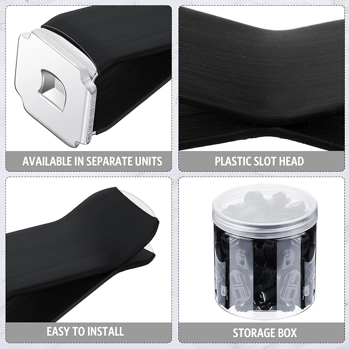 100 Pcs Metal Car Air Vent Clips with Plastic Slot Head Auto Freshener Clips Perfume Clip Replacement Air Conditioner Outlet Clips for Office Home, Black, 40 x 24 mm