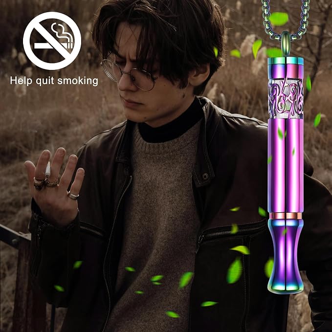 Anxiety Relief Pendant Mindfulness Breathing Necklace - Essential Oil Diffuser & Personal Inhaler Aromatherapy Necklaces for Women & Men (Rainbow)