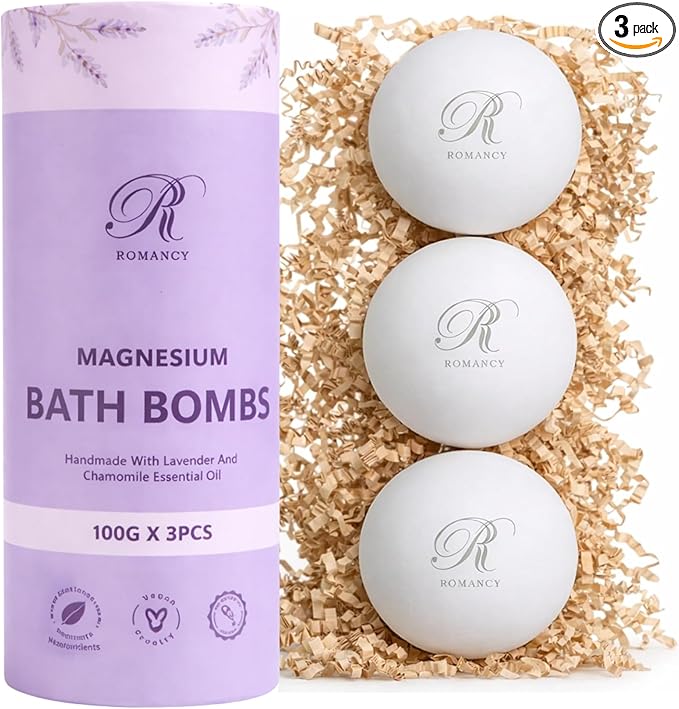 Magnesium Lavender Bath Bombs Gift Set – XL Epsom Salt Bath Bombs for Muscle Recovery, Stress Relief & Post-Workout Relaxation with Melatonin & Arnica Spa Gift for Women & Men Melatonin (Lavender)