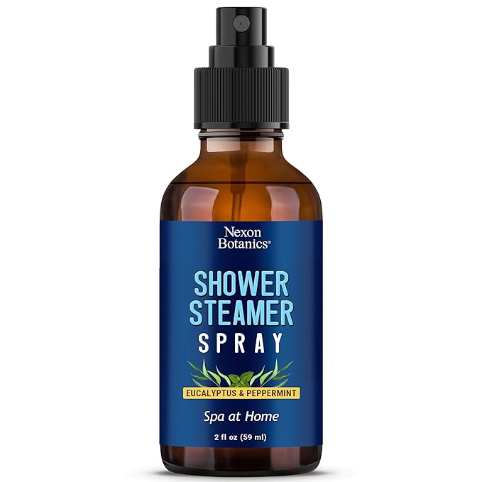 Eucalyptus & Peppermint Shower Steamer Spray 2 fl oz - Aromatherapy Mist for Spa with Pure, Natural Essential Oils - Refreshing Aroma for Clear Breathing & Mood Enhancement - Nexon Botanics