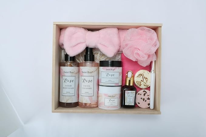 Skin Care Kit for Women, ROSE Spa Gifts for Women, Self Care Kit | Bath and Body Gifts Set for Woman, Body Wash,Birthday Gift Skin Care Set, Christmas Gift