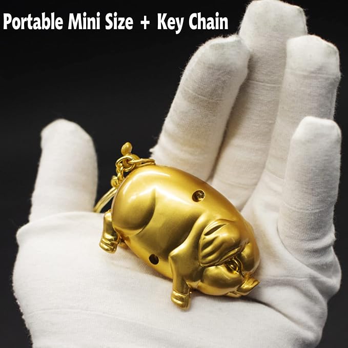 Creative Golden Pig Torch Lighter - Portable Gas Lighter with Adjustable Soft Flame, Refillable Butane for Outdoor & Indoor Use