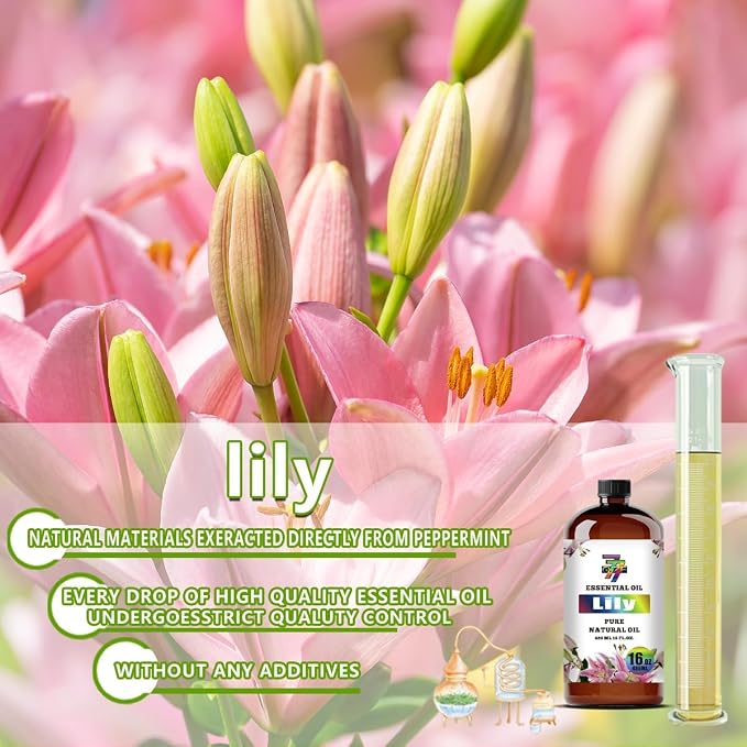 Lily Essential Oil 16fl oz Diffuser DIY Candle Soap | Aroma; Natural; Humidifier Safe; Home Office; Yoga; Gift; Floral Scent; Cleaning; Fresh; Multipurpose; Lily Fragrance Oil