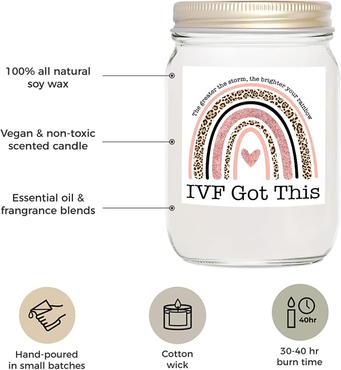 You Nique Designs Fertility Candle, 7 Ounces, IVF Candles for Women, Infertility Gifts, Encouragement for Women, White All Natural Soy Vegan Aromatherapy Candles (Lavender & Vanilla)