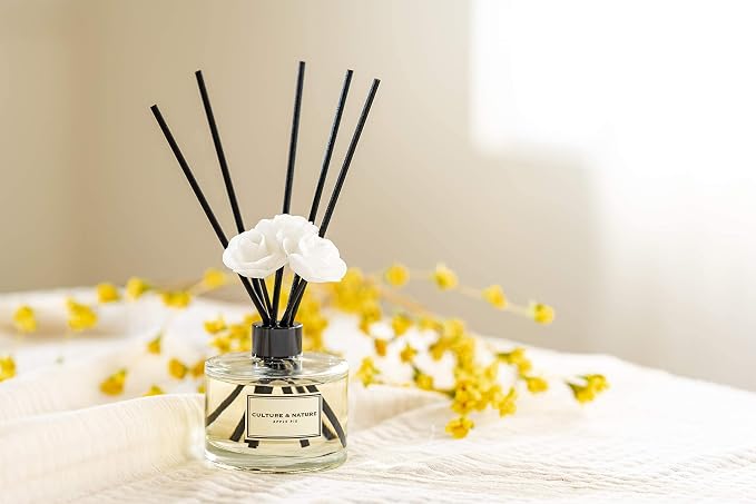 CULTURE & NATURE Reed Diffuser Set 6.7oz (200ml) Lime Basil Mandarin Scented Diffuser with Sticks Home Fragrance Reed Diffuser for Bathroom Shelf Decor