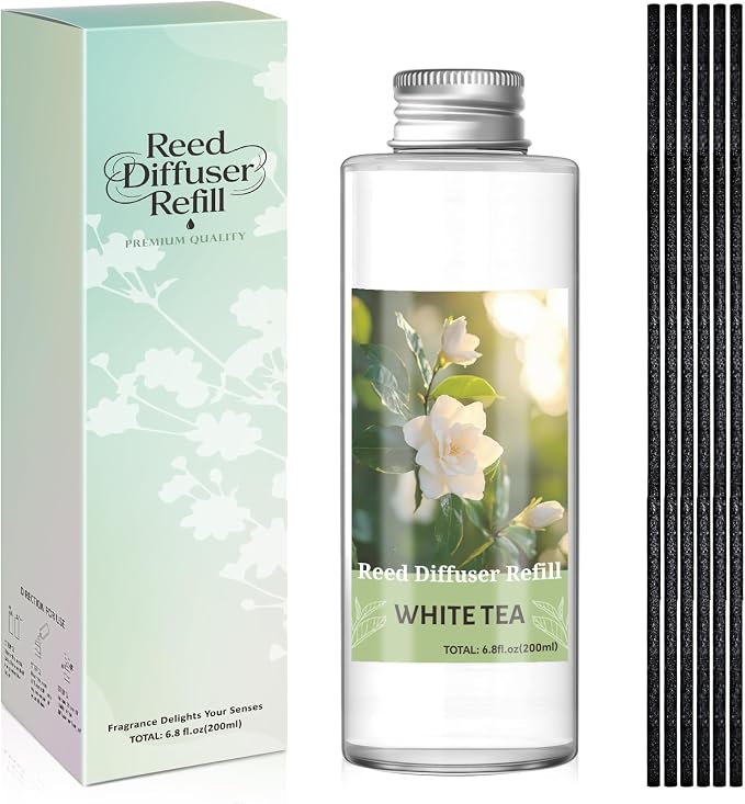 SCENTORINI Reed Diffuser Oil Refill, White Tea Diffuser Oil 6.76 Fl Oz, Natural Scented Essential Oil Refill Long Lasting Summer Home Fragrance for Room Spa Aromatherapy Bathroom Home Decor