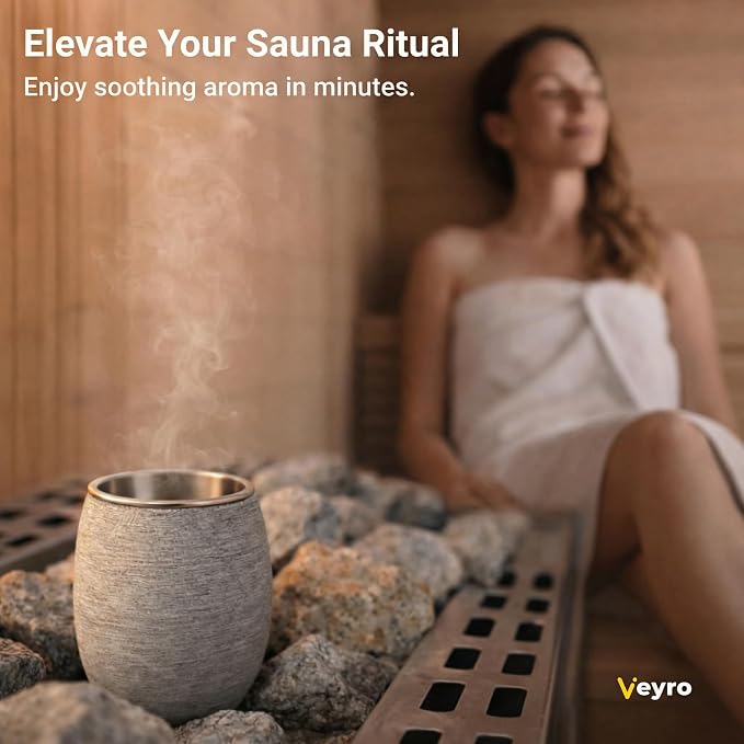 Veyro Large Sauna Diffuser – Natural Stone Aroma Cup for Essential Oils, Sauna Essential Oil Diffuser, Sauna Aromatherapy Bowl, Gifts for a Sauna Accessories Luxury Stone Oil Holder