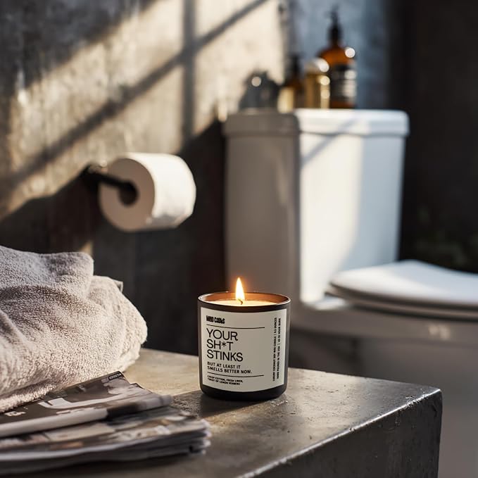 – Your Sh*t Stinks | Luxury Scented Candle for Bathroom & Bedroom Decor | 9.5oz Coconut Soy Wax | Non Toxic | Long Burn Time | Hand Poured Candle Jar for Home Fragrance