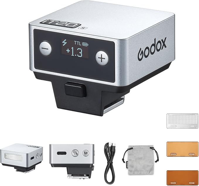 Godox IT20 S IT20S Mini Camera Flash for Sony, TTL Godox Flash,700+ Full Power,1.5s Recycle Time,USB-C Charging, with Magnetic Diffuser & Filter -Silver