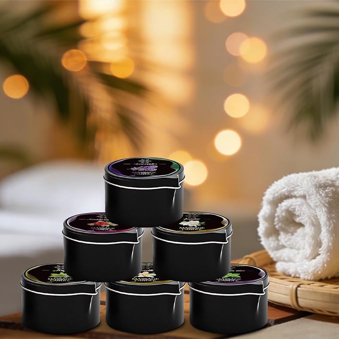 6 Pack Massage Candle Set, Low Temp Scented Massage Oil Candles, Soy & Coconut Oil Based Candles for Home Spa Relaxation
