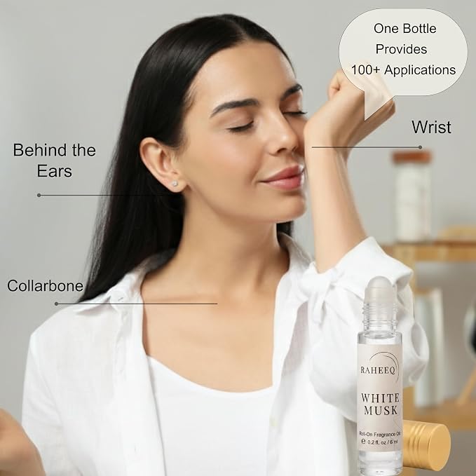 White Musk Perfume Oil Roll-On – Long Lasting Pure White Musk Fragrance, Concentrated Alcohol Free Arabic Attar, Premium Unisex Fragrance, 6 ml (0.2 fl oz)