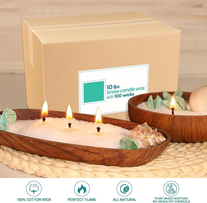 10LB Natural Pearled Candle Making Kit with 100 Cotton Wicks, Reusable and Refillable Pearled Candles for DIY Sand Candle Making