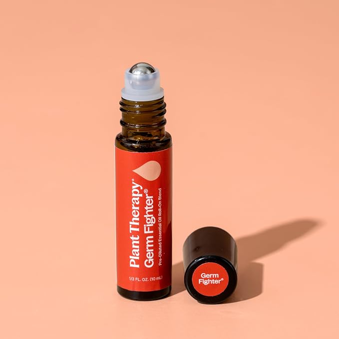 Plant Therapy Germ Fighter Essential Oil Blend 100% Pure, Pre-Diluted Roll-On, On-the-Go Natural Aromatherapy, Travel Size, Get Healthy Faster, Therapeutic Grade 10 mL (1/3 oz)