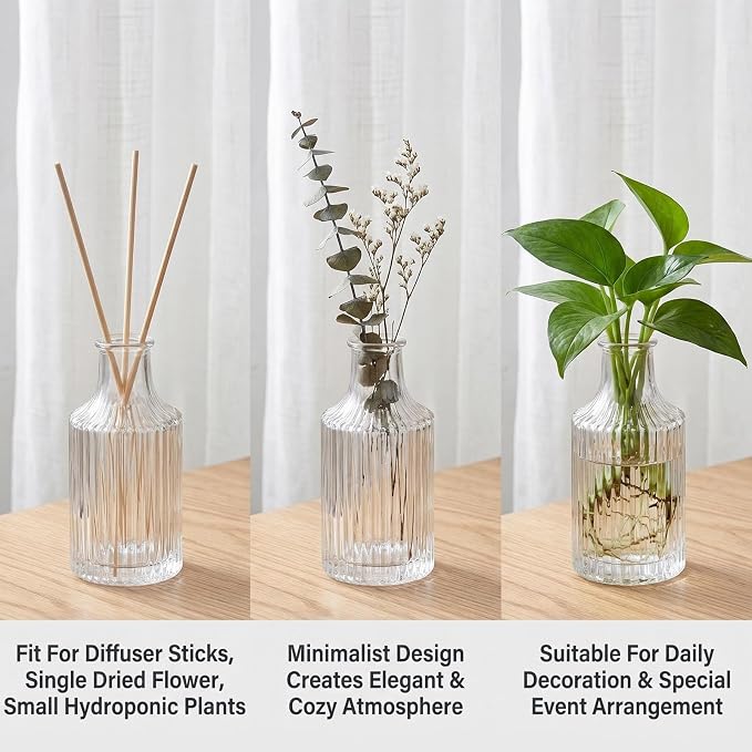 100ml /3.4 oz Empty Clear Glass Diffuser Bottles Refillable Aromatherapy Diffuser Jars Fragrance Essential Oils Accessories Use for DIY Replacement Diffuser Sticks Sets Crafts Decor