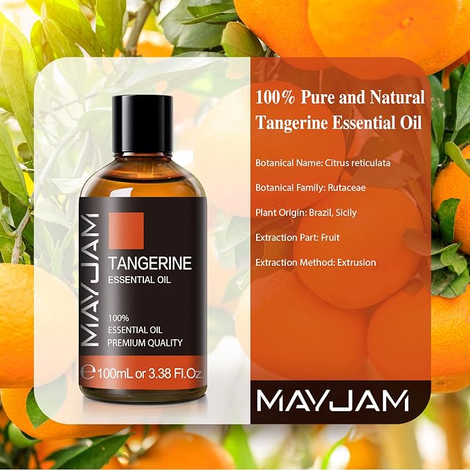 MAYJAM 100ML/3.38FL.OZ Tangerine Fragrance Oils with Glass Dropper, Essential Oils for Diffusers for Home, Long Lasting Scented Oils for Diffusers Soap Candle Making