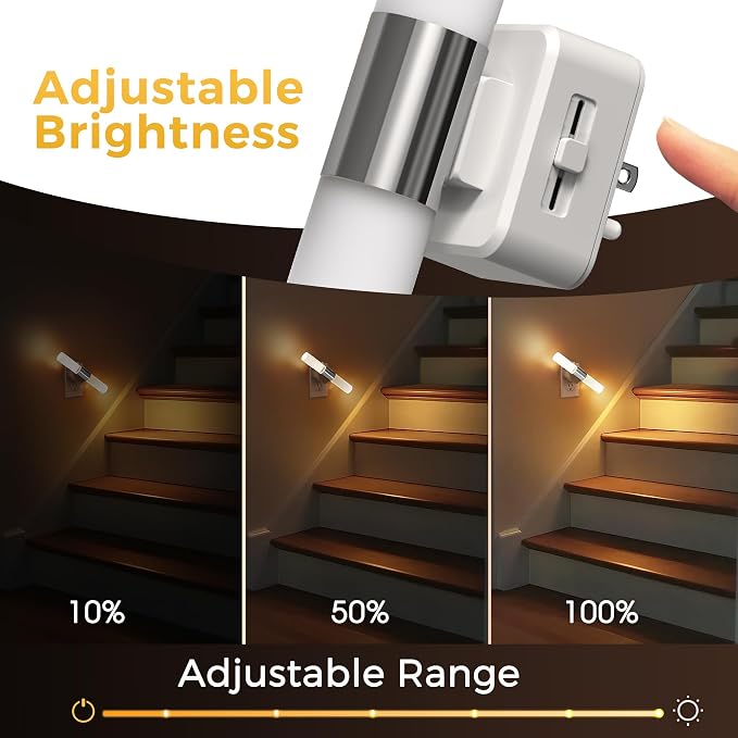 L LOHAS LED Night Light, Night Lights Plug into Wall, 3000K Soft White, 0-100LM Adjustable Brightness, 180° Rotating Plug in Night Light with Auto Light Sensor for Bathroom, Bedroom(Matte White)