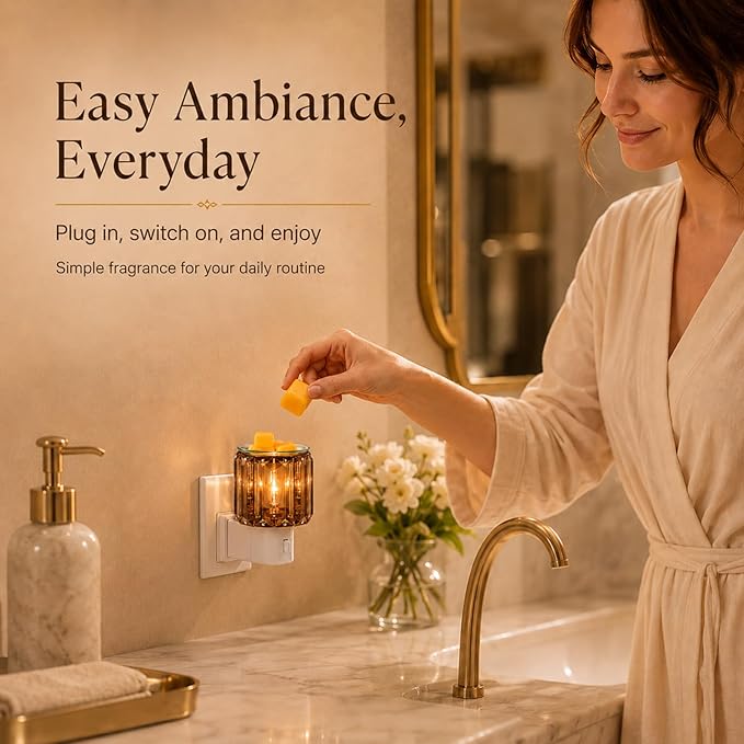 MeplLivs Warmers Pluggable Fragrance Warmer- Decorative Plug-in for Warming Scented Candle (Golden)
