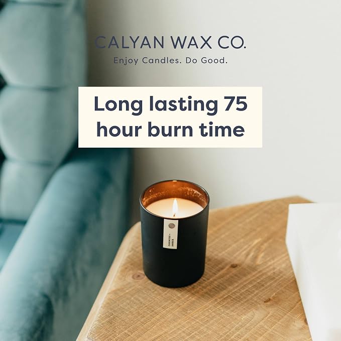 Calyan Wax Co. Apples & Maple Bourbon Scented Candle - 75 Hour Burn - Luxury Clean Soy Wax Candles - Long Lasting Black Tumbler Jar Candle for Home - 10.2oz