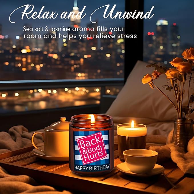 Birthday Gifts for Women Men - Sending Love Hugs Bday Candle for Her Him - 16th18th 21st 30th 40th 50th Happy Birthday Candle Gift for Sister Mom Wife Friends - Jasmine Relaxing Soy Spa Candle