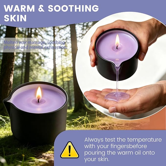 Soybean Wax Warming Massage Oil Candle for Stress Relief and Skin Moisturizing, Romantic Gift SPA Use Home Scented Candle Body Oil Caramel Whisky Scent 2.35 OZ (Lavendel)