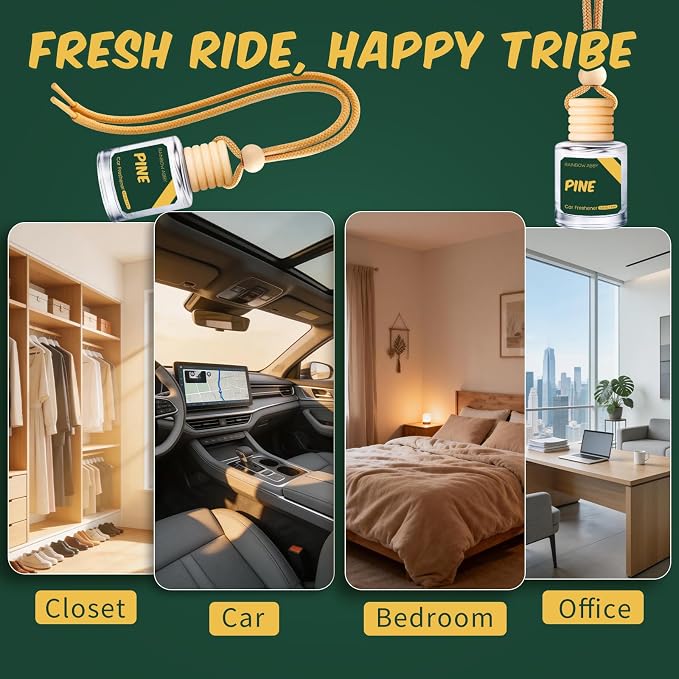 RAINBOW ABBY Car Air Freshener Hanging, Pine Fragrance Oil