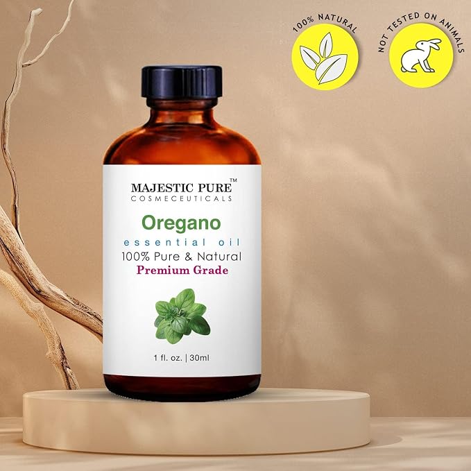 Majestic Pure Essential Oil with Glass Dropper - 100% Pure and Natural - Essential Oils for Diffuser, Aromatherapy, Soap and Candle Making, Oregano Essential Oil, Oregano Oil, 1 Fl Oz