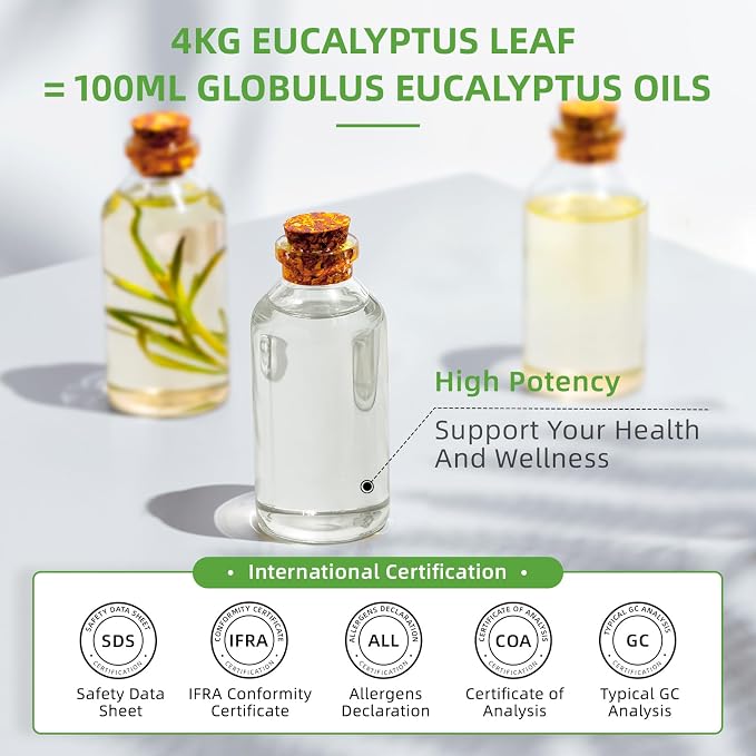 HIQILI Eucalyptus Essential Oil for Spray, Diffuser & Skin - 32 Fl Oz