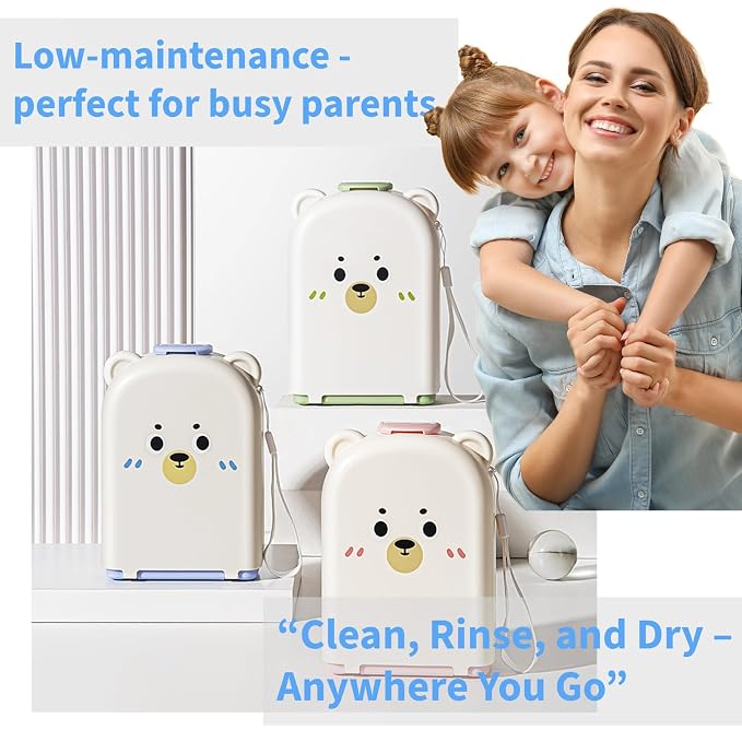 Travel Bottle Cleaner kit, 7in1 Baby Travel Gear Silicone Travel Bottle Brush Set Nipple Drying Rack, Straw Breast Pump Cleaning Soap Dispenser Organizer Case Mon Gift (Blue)