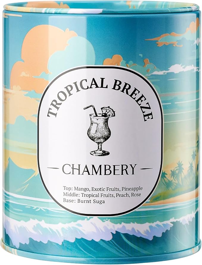 Tropical Breeze Candle 9.17oz | Serene British Virgin Islands Scene in Premium Tin | Lively Fruity Fragrance for Summer | Soy Wax with Lead-Free Cotton Wick | 55-Hour Burn