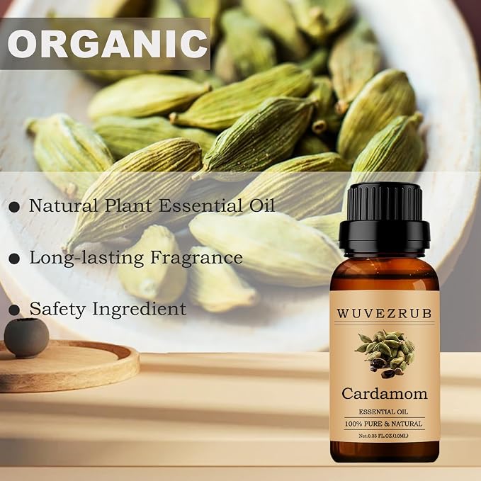 Cardamom Essential Oil - 10ML, 100% Pure and Natural for Aromatherapy Diffuser - 0.33 Fl Oz