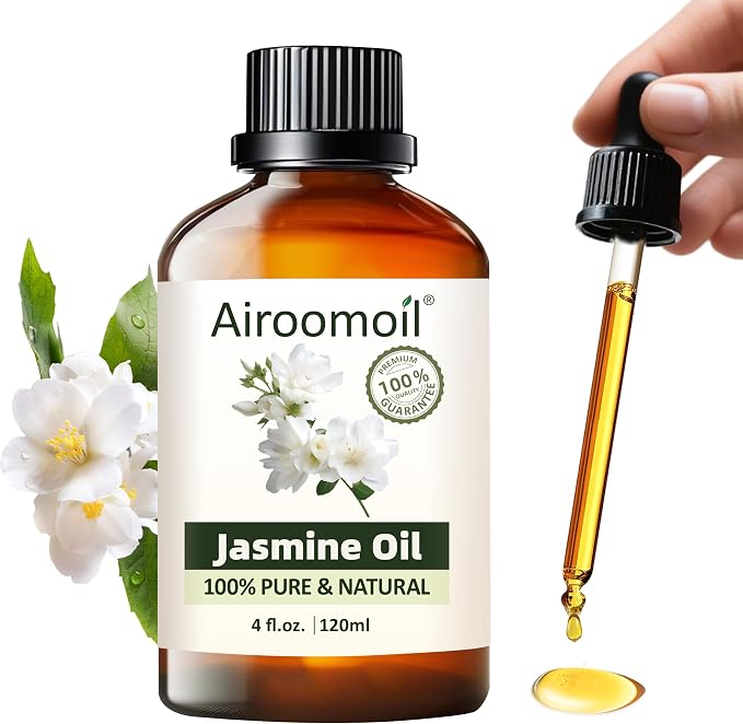Pure Jasmine Essential Oil, 4 fl oz/120 ml, with a Soft Floral Scent, Suitable for diffusers and Everyday Home use. It can be Used in Aromatherapy, DIY Candles, and soap Making, Large