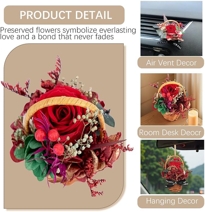 Small Bouquet Car Air Freshener Vent Clips Mini Fresh Flower Bouquet Air Conditioning Outlet Perfume Clip Decoration Essential Oil Diffuser Vent Clip Auto Interior Accessories for Car Decor