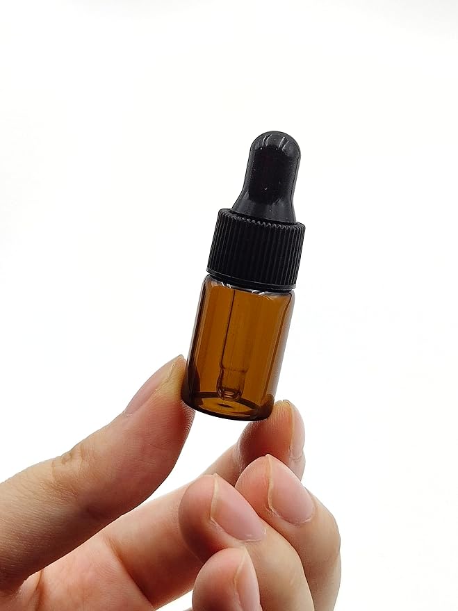 15Pcs 3ml Empty Tiny Amber Glass Mini Dropper Bottles for Essential Oils, Fragrances, and Other Liquids, with Dropper and Black Caps Travel Sample Vials