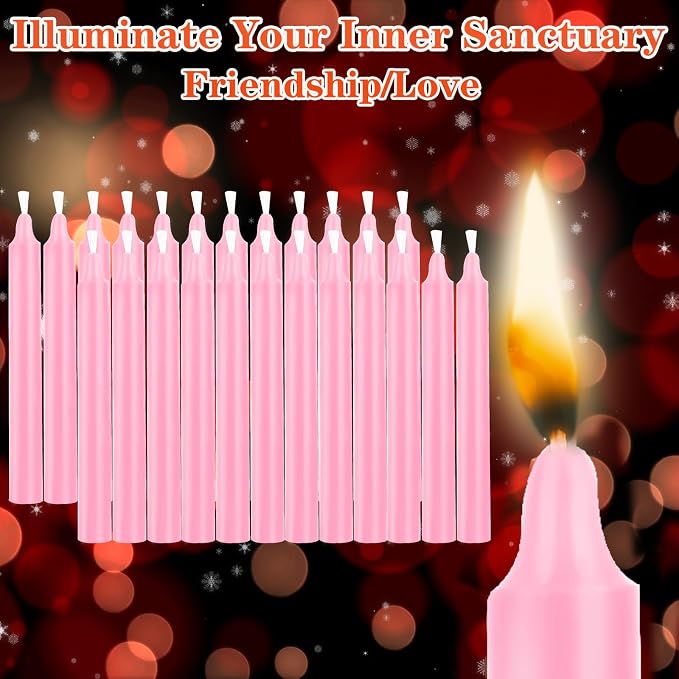 Kunrsug 24 Pack Pink Spell Chime Candles – Premium Mini Unscented Taper Candles for Rituals, Prayer, Birthdays, Meditation, Altar, Spells, Chime Candles - 4 Inch Tall - Ideal for Witches