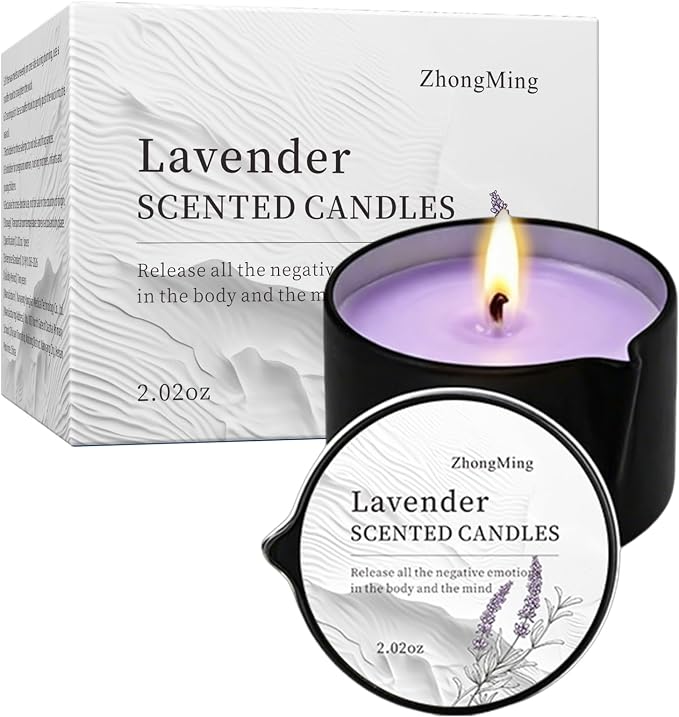 Natural Soy Wax Aromatherapy Candle for Home, Stress Relief & Relaxation, Long Lasting Fragrance Candle for Women & Men, 2.02 Oz (Lavender)