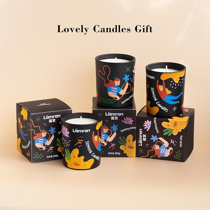 Lamron Scented Candle - Orange Blossom & White Musk (Labeled as Leather Tobacco), 7.1oz Coconut Wax, Fresh Clean Linen Aroma with Powdery Finish, Aesthetic Home Decor Gift