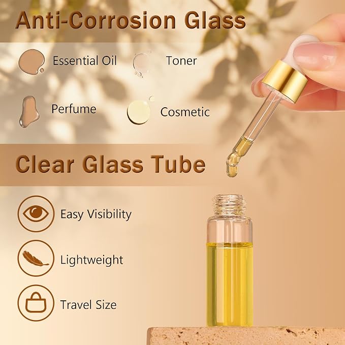 Elfenstall- Empty 10Pcs 5ml Clear Dropper Bottles Small Empty Glass Bottle Sample Containers Liquid Vials for Perfume Essential Oils