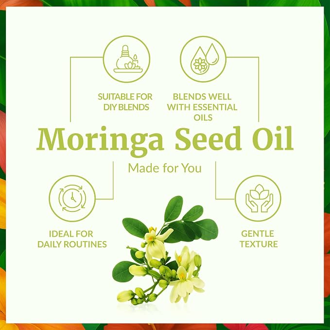 SVA Moringa Seed Oil 4 Fl Oz - for Face, Skin Care, Hair Care, Scalp Massage & Body Massage – Carrier Oil with Dropper