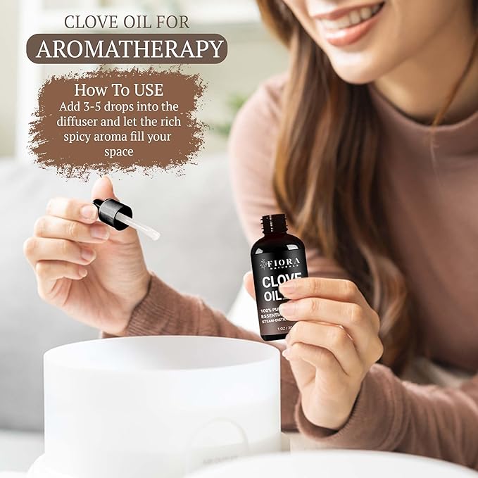 Organic Clove Essential Oil – 100% Pure, USDA Certified Clove Bud Oil for Teeth & Gums, Toothache Relief, Hair Growth & Aromatherapy – Premium Cloves Oil for DIY Wellness by Fiora Naturals