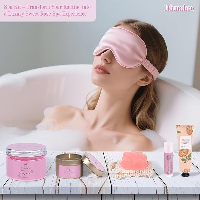 Mothers Day Spa Gifts for Women, Bath Gift Baskets, Birthday Relaxing Spa Self Care Gifts for Women, Home Rose Bath Shower Care Package for Wife, Mothers Day Gift Basket for Mom Her Friends