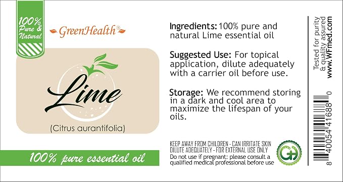 Lime Essential Oil - 16 fl oz - Aluminum Bottle - 100% Essential Oil - GreenHealth