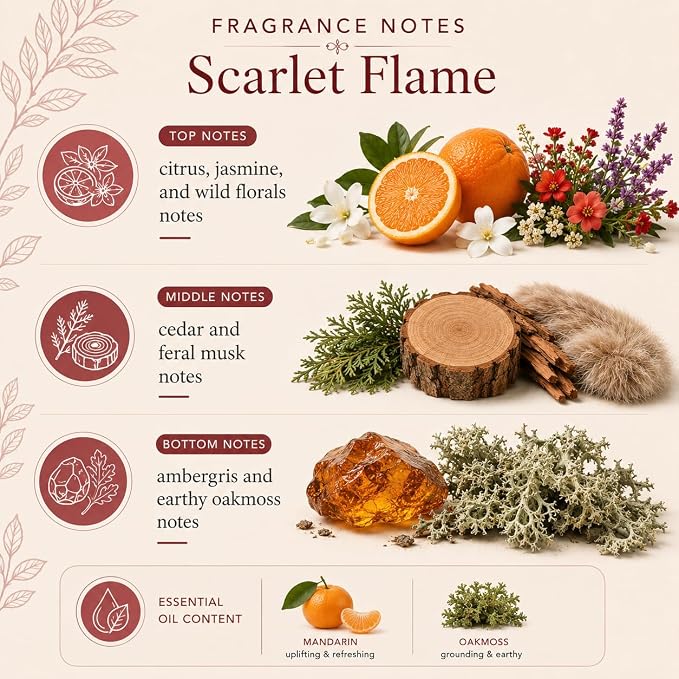 Car Diffuser Oil Refill 1 oz – Essential Oil Car Air Freshener Refill for Hanging Car Diffuser, Long Lasting Fragrance Oil, Phthalate Free, Multiple Scents. (Scarlet Flame)