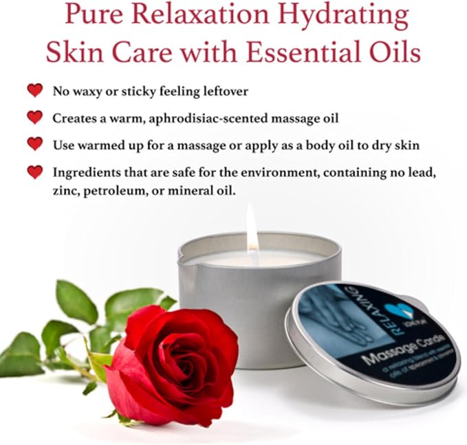 LOVE PLAY Massage Oil Candle for Home SPA - Vegan Moisturizing Body Oil Candle for Pure Relaxation - Hydrating Skin Care Massage Oils with Essential Oils (6.76oz) (Relaxing)