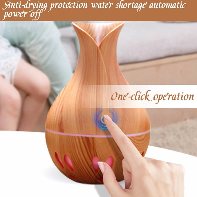 Essential Oil Diffuser, 130ml Aromatherapy Diffuser with 7 Colour Lights and Waterless Auto-Off, Mute Mist, Non Slip Electric for Bedroom, Office, Spa Style 1
