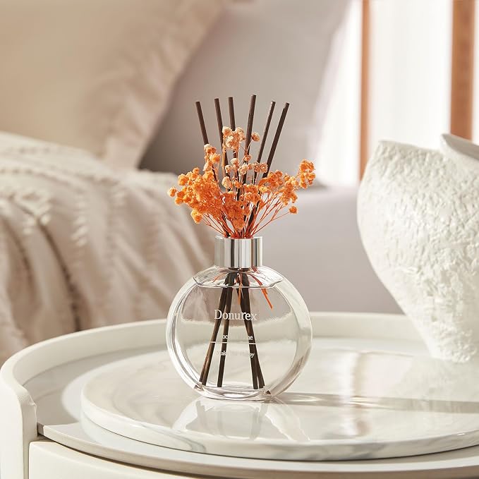 Flower Reed Diffuser Set 5.07oz Coconut Lime Scent Diffuser with Sticks Home Fragrance Reed Diffuser for Bathroom Shelf Decor