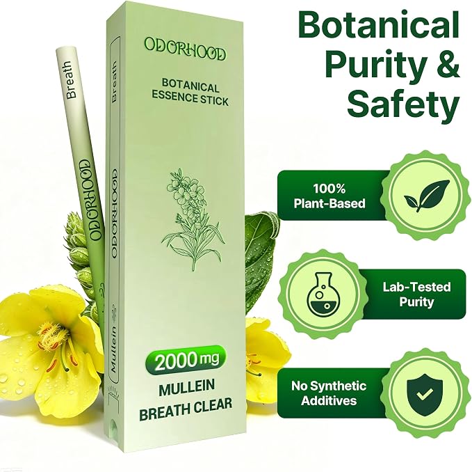 Refreshing Herbal Diffuser Premium Mullein & Mint Essential Oil Blend | Portable Luxury Aromas for Sensory Rejuvenation & Natural Relaxation, Net Wt. 0.07 oz (2g)